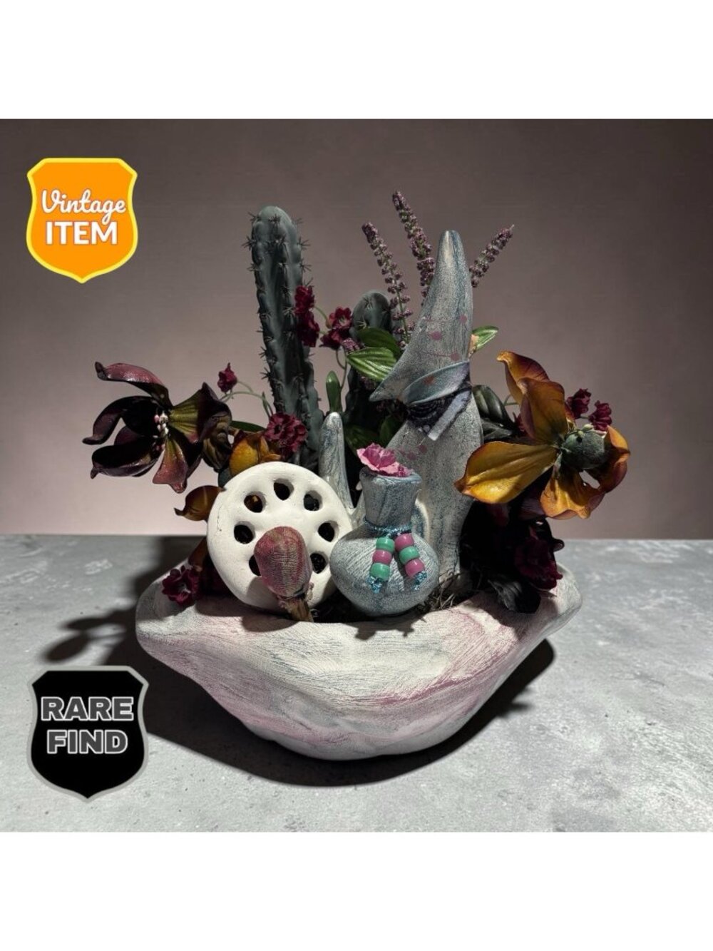 Vintage Southwest-Style Ceramic Sculpture Handmade Centerpiece. One Of A Kind!